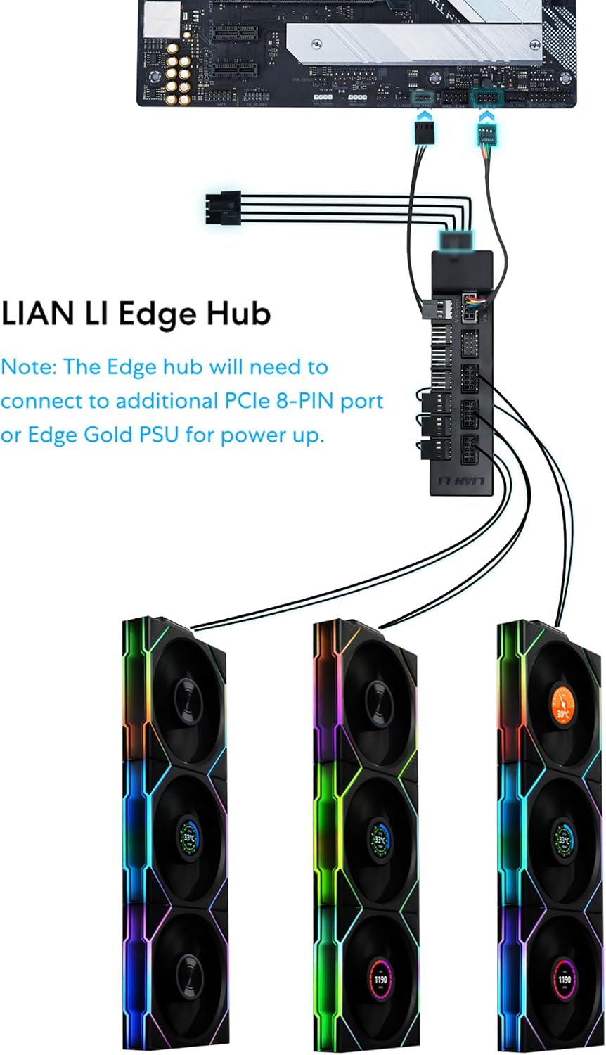Lian-Li | UNI Fan TL Wireless 120-Triple Pack-2.4 GHz Wireless Signal ARGB Fan-Infinity | 12TL1W3B