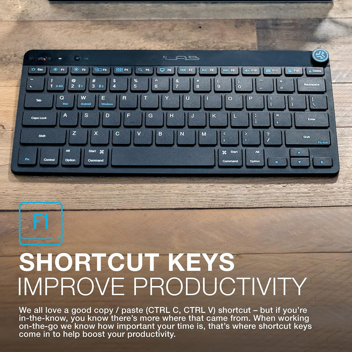 JLAB | GO Wireless Bluetooth Keyboard - Black | IFCKGOKEYBRBLK4