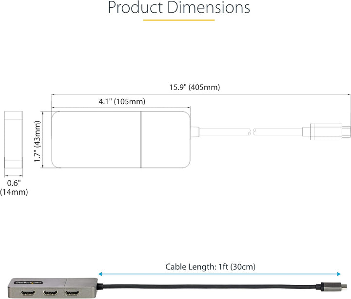 StarTech | USB-C to Triple HDMI MST Hub for 3x 4K 60Hz Displays - Space Gray | MST14CD123HD