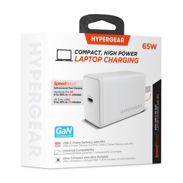 HyperGear | SpeedBoost GaN USB-C PD Wall Charger with PPS 65W - White LP | 15876