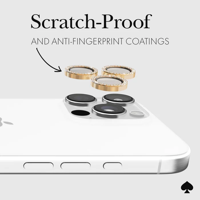 Kate Spade | Aluminum Ring Lens Protector iPhone 16 Pro / Pro Max Set In Stone Gold | 118-2821