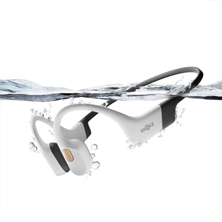 Shokz | OpenSwim Pro Bone Conduction Waterproof Open-Ear Bluetooth Headphones 32GB MP3 - White | S710-ST-WT-CA-326