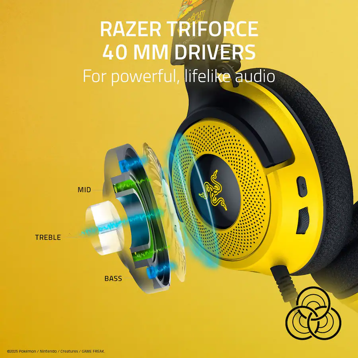 Razer | Kraken V4 X Wired Gaming Headset: 40 mm Drivers Cardioid Mic Memory Foam Cushions - Chroma RGB Lighting - Type C & Type A Cable - for PC, Mac, PS5, Nintendo Switch - Pokémon Edition | RZ04-05180300-R3M1