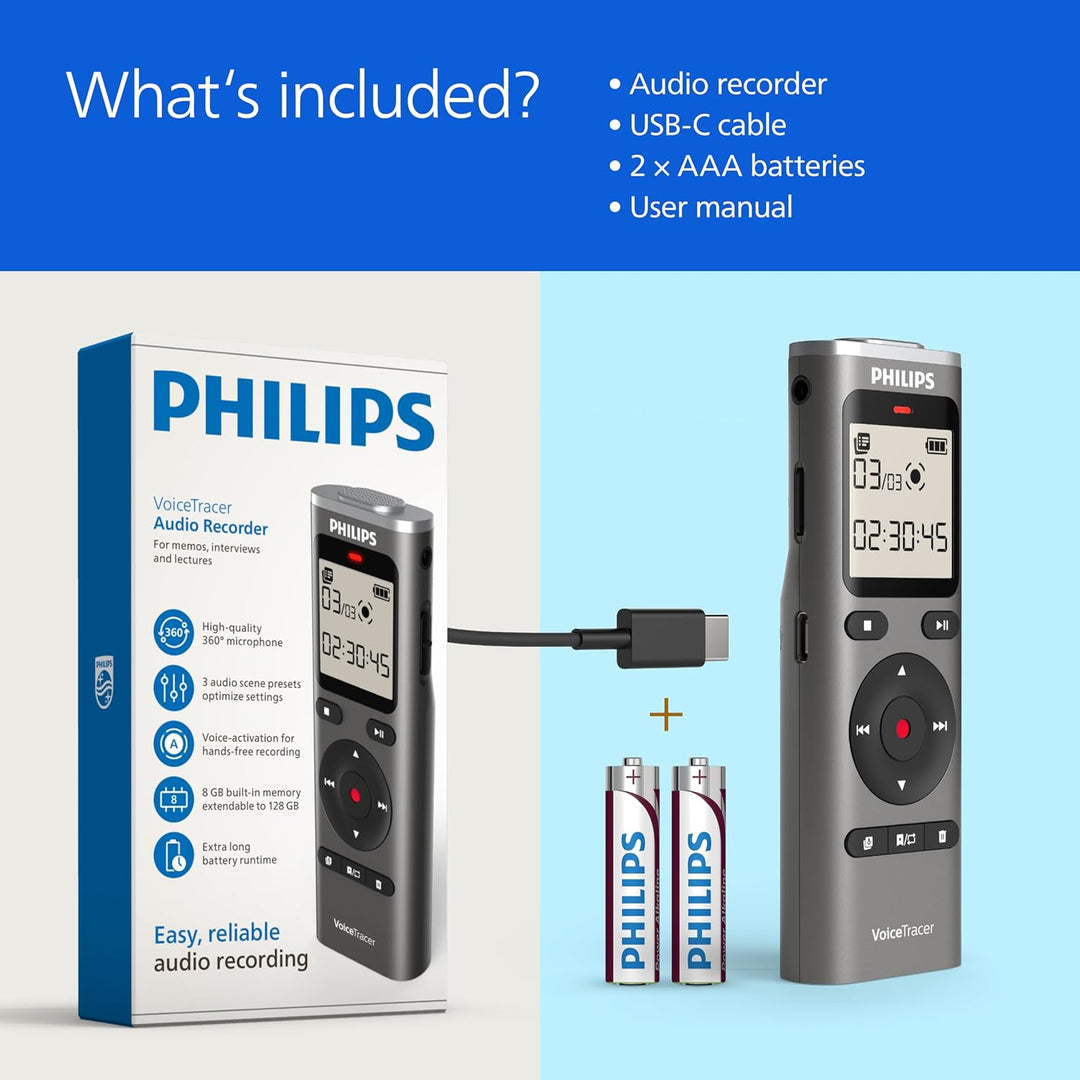 Philips | VoiceTracer digital recorder with 8GB memory | DVT1170/00