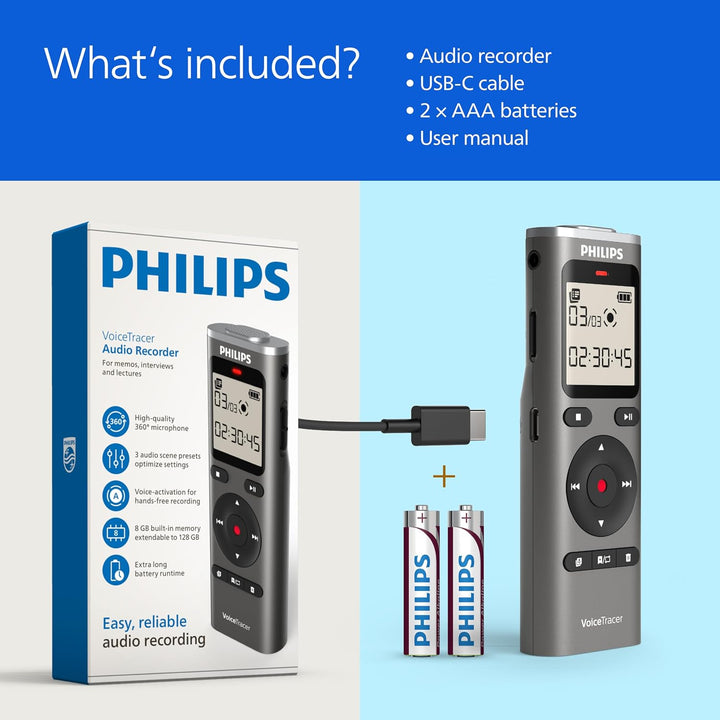 Philips | VoiceTracer digital recorder with 8GB memory | DVT1170/00