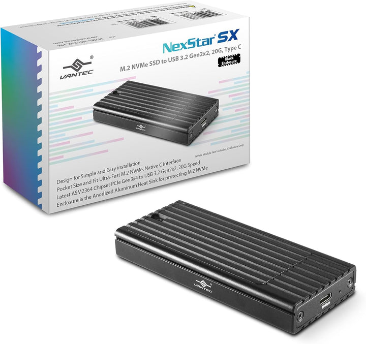 Vantec | M.2 NVMe SSD to USB 3.2 Gen2x2 20G Type-C Enclosure | NST-230C3-BK