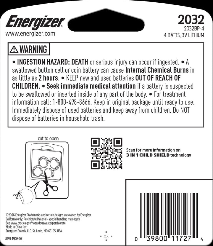 Lithium | Lithium Battery Coin 3V 2032 - 4 Pack | 2032BP-4