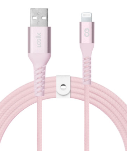 LOGiiX | Vibrance Braid USB-A to Lightning 4ft /1.2m - Blush | LGX-13829