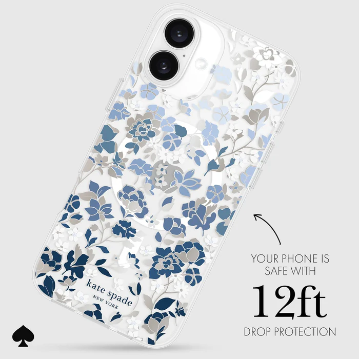Kate Spade | Protective Prints MagSafe Case iPhone 16 Plus - Flowerbed Blue | 15-13253