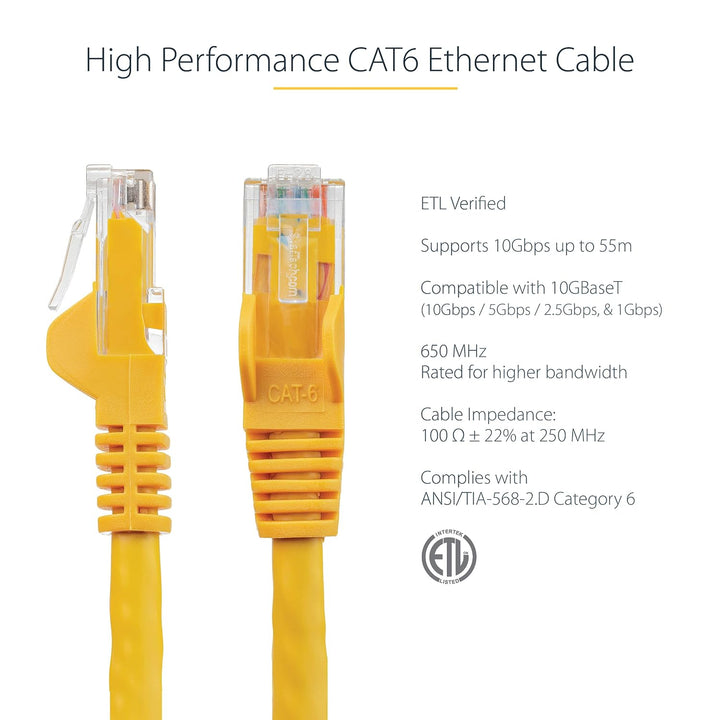 StarTech | Ethernet cable delivers Multi Gigabit 1/2.5/5Gbps 1ft CAT6 - Yellow |