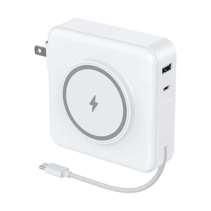 AXS | 4-in-1 Travel Powerbank with Qi2 Wireless Charger - White | AXS4IN1PB