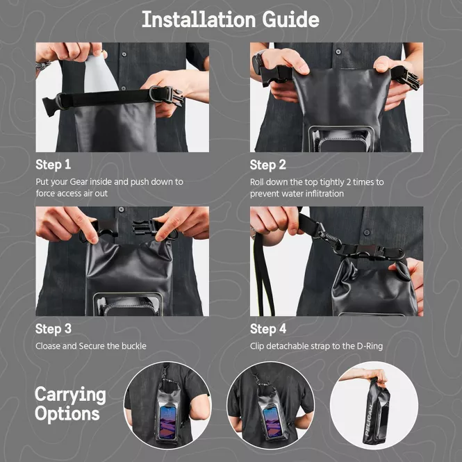 Pelican | Universal Pelican Marine 2L Waterproof Dry Bag - Black | 15-12843