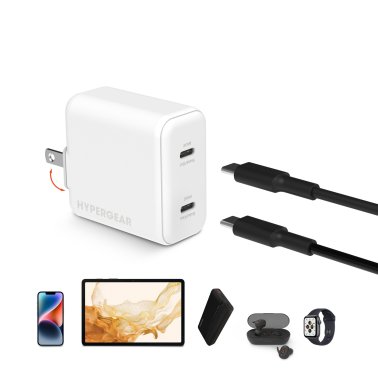 Hypergear | Dual Port USB-C PD Wall USB-C PD/PPS Wall Charger Hub 40W 20W - White LP  | 15689