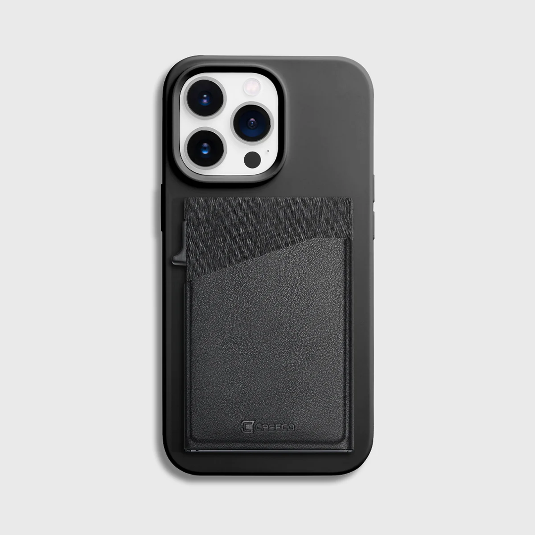 Caseco | MagSafe Leather Wallet Case with 6 Card Slots & Front Cash Pocket - Black | C5501-01