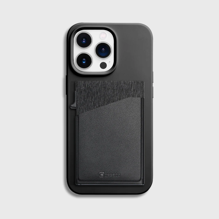 Caseco | MagSafe Leather Wallet Case with 6 Card Slots & Front Cash Pocket - Black | C5501-01