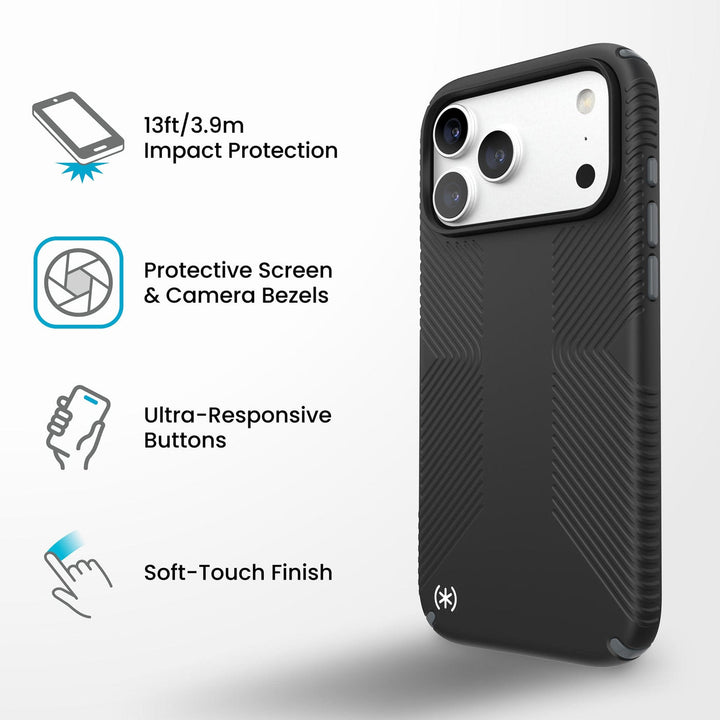 Speck | Presidio2 Grip MagSafe Case for iPhone 18 Pro Max / 17 Pro Max - Black |  Item: 151108-D143