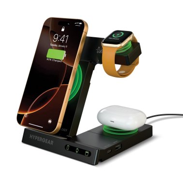 HyperGear | 6-in-1 Foldable Wireless Charging Stand Compatible with Samsung & Apple Watch | 16346HIT