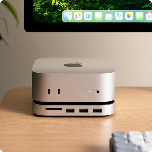 Satechi | Stand & Hub for Mac Mini M4 w/SSD Enclosure - Silver | ST-GNMMES