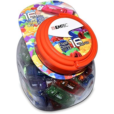 Emtec | Candy Jar USB2.0 C410 16GB  80 PCS - Asstd Colors | ECMMD16GC410JAR80