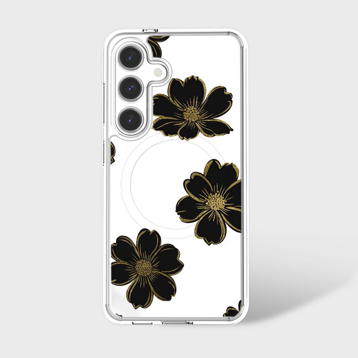 Caseco | Black Flower Samsung S25 - Clear / Black | ED24D6-FLB