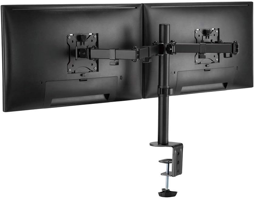 Amer | Dual Monitor Desk Clamp Mount Heavy Duty fully Adjustable - Black | 2EZCLAMP