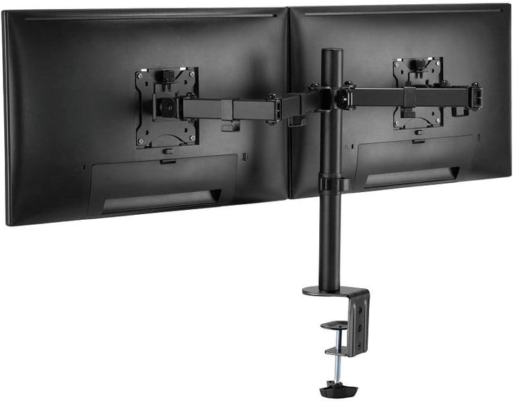Amer | Dual Monitor Desk Clamp Mount Heavy Duty fully Adjustable - Black | 2EZCLAMP
