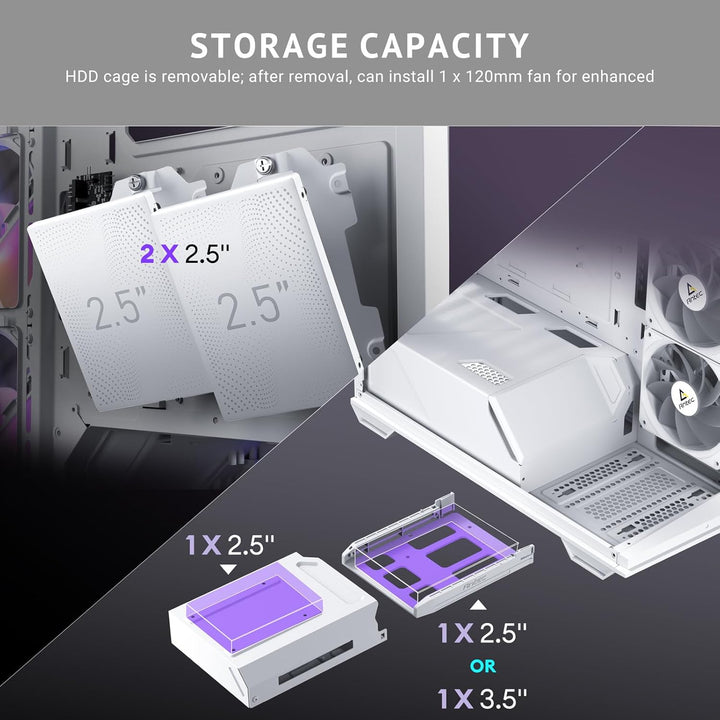 Antec | ARGB PWM Fans Included 3 x 120mm & 1 x 120mm Up to 8 Fans Simultaneously Type-CTempered Glass Front & Side Panels, 360mm Radiator Support, Mid-Tower ATX PC Case | C3 ARGB WHITE