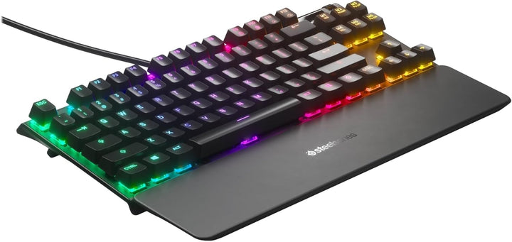 SteelSeries | Apex 7 TKL Compact Mechanical Gaming Keyboard OLED Smart Display USB Passthrough and Media Controls Linear and Quiet RGB Backlit - Red Switch