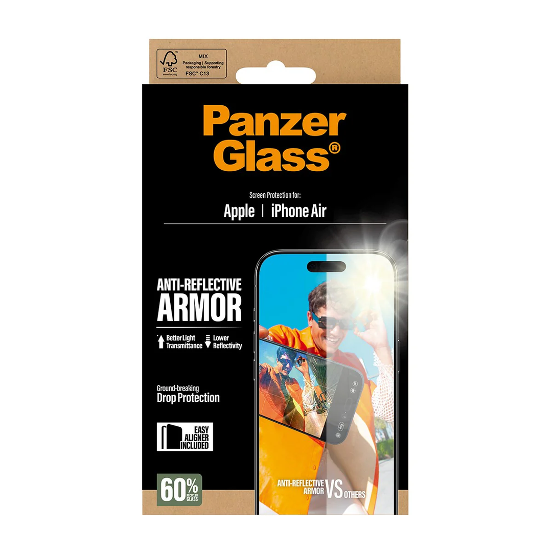 PanzerGlass | Ultra Wide Fit Anti-Reflective Armor Screen Protector iPhone 17 Air w/EasyAligner - Clear | PG-55876CA