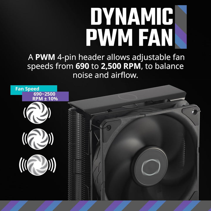 Cooler Master | Hyper 212 CPU Cooler w/ 120mm Sickleflow Fan CRYOFUZE Thermal Paste - Black Edition | RR-S4KK-25SN-R1