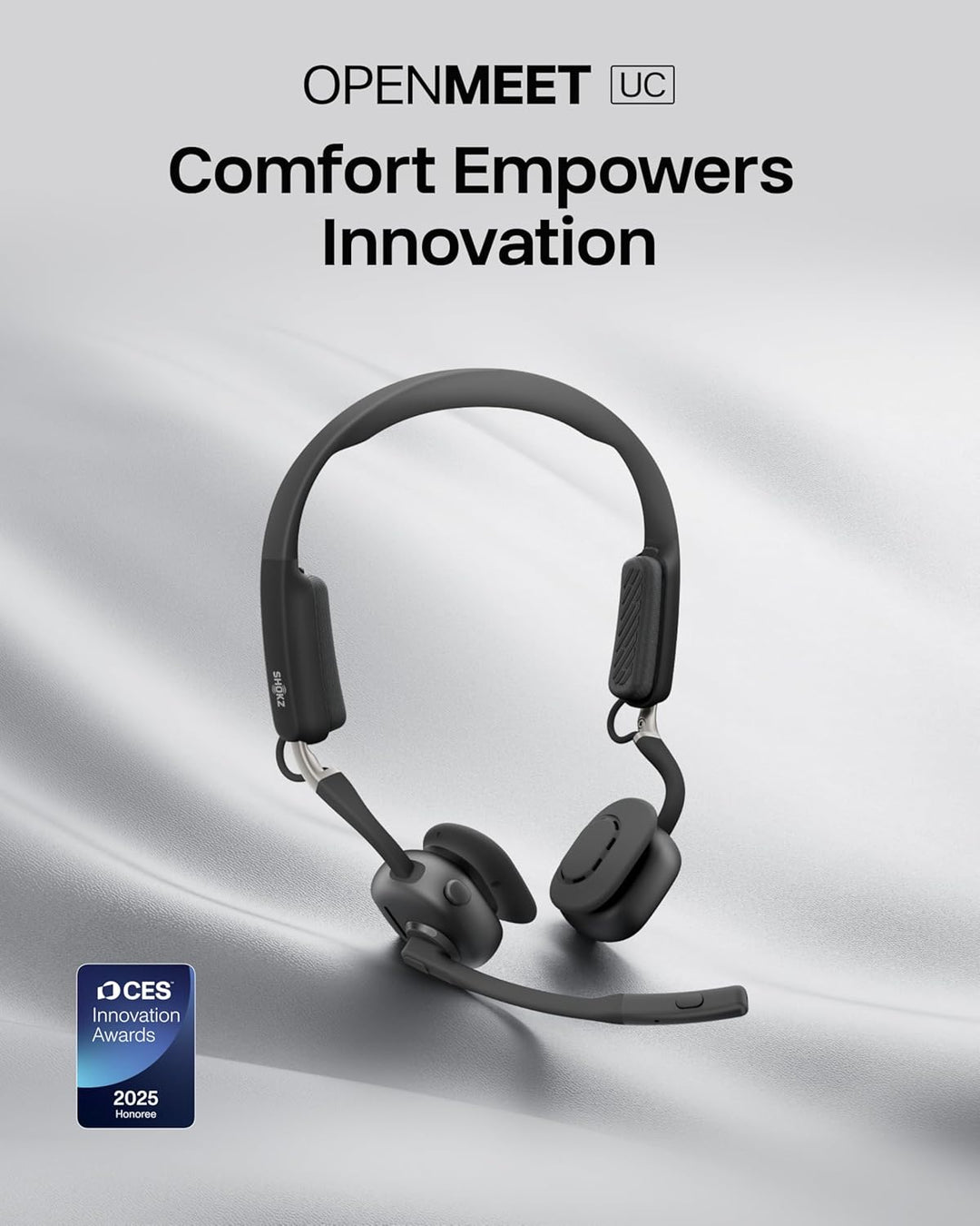 Shokz | Openmeet UC Open-Ear Bluetooth Computer Headset Noise Cancelling Mic + Mute Button - Black | C610-AC-BK-CA-326