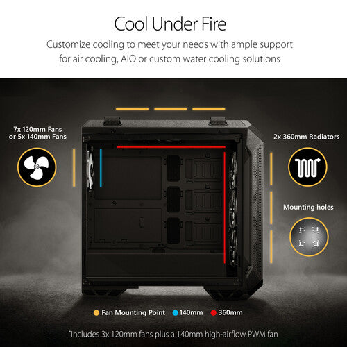 Asus | TUF Gaming GT501 Mid-Tower Computer Case for up to EATX Motherboards - Grey | GT501/GRY/WITH HANDLE