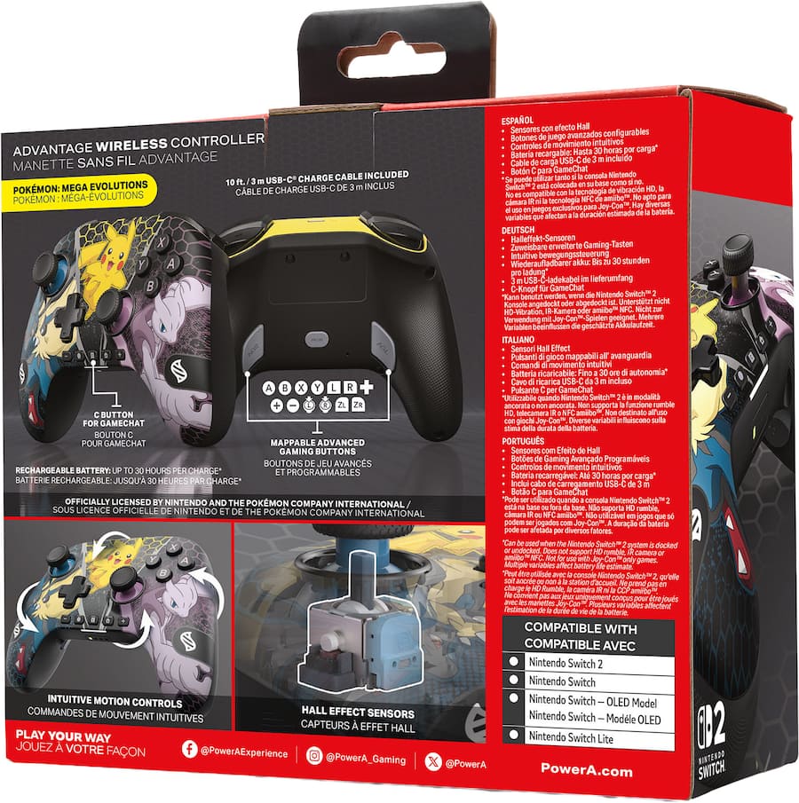 PowerA | Advantage Wireless Controller for Nintendo Switch 2 - Mega Evolutions | NSGP0549-01V