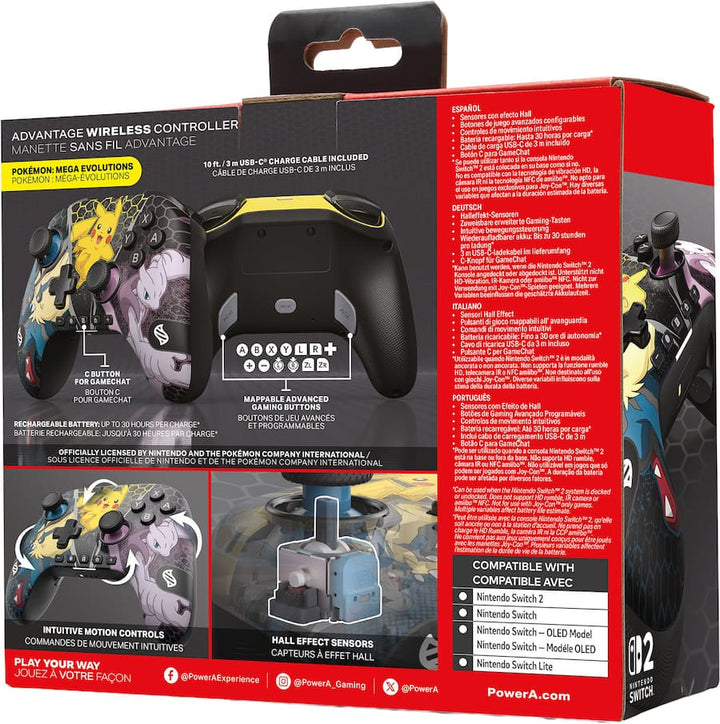 PowerA | Advantage Wireless Controller for Nintendo Switch 2 - Mega Evolutions | NSGP0549-01V