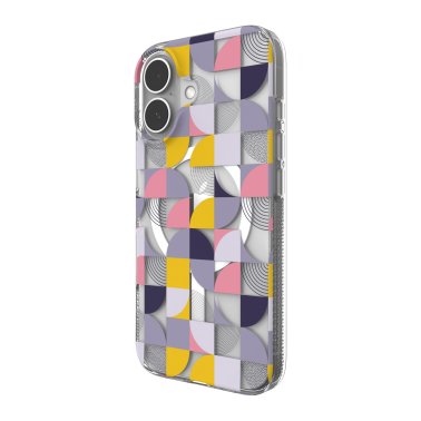 ZAGG | Milan Graphene Snap Case iPhone 16 - Pink/Grey Geometric | 15-13588