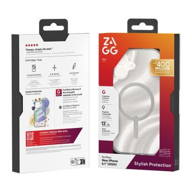 ZAGG | Milan Graphene Snap Case iPhone 16 - Swirl Glitter | 15-13388