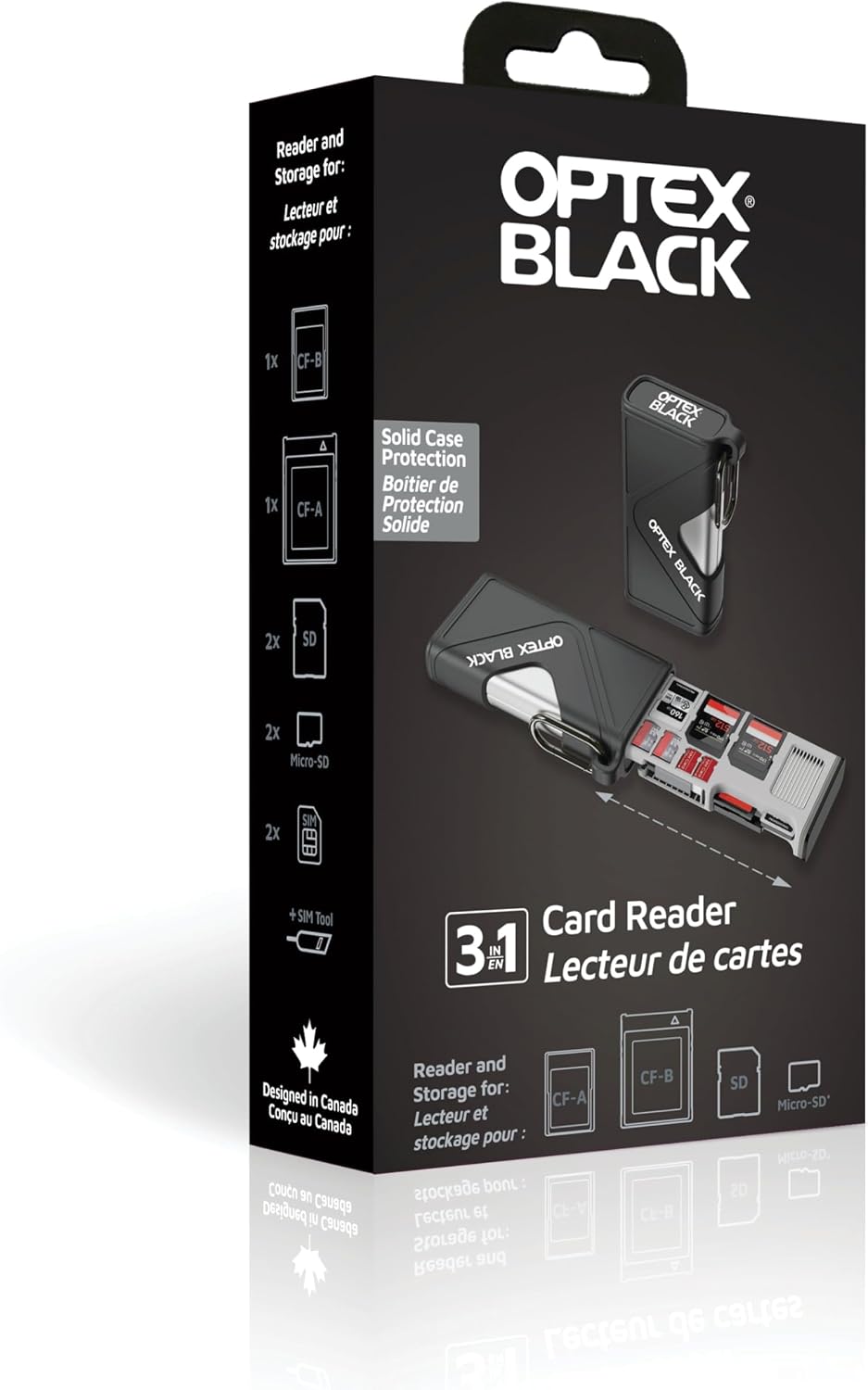 Optex Black | OBR1500 CF express (CF-A & CF-B) / SD Card Weatherproof Storage & Reader with 10Gbps USB-C Transfer | OBR1500