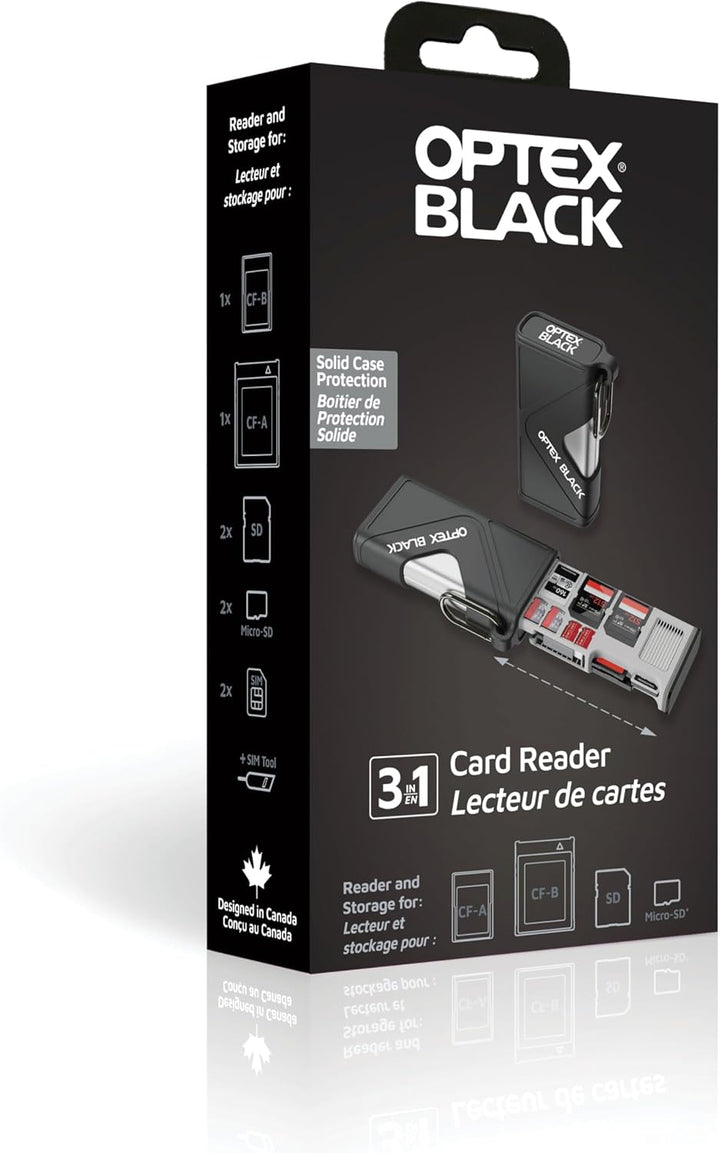 Optex Black | OBR1500 CF express (CF-A & CF-B) / SD Card Weatherproof Storage & Reader with 10Gbps USB-C Transfer | OBR1500