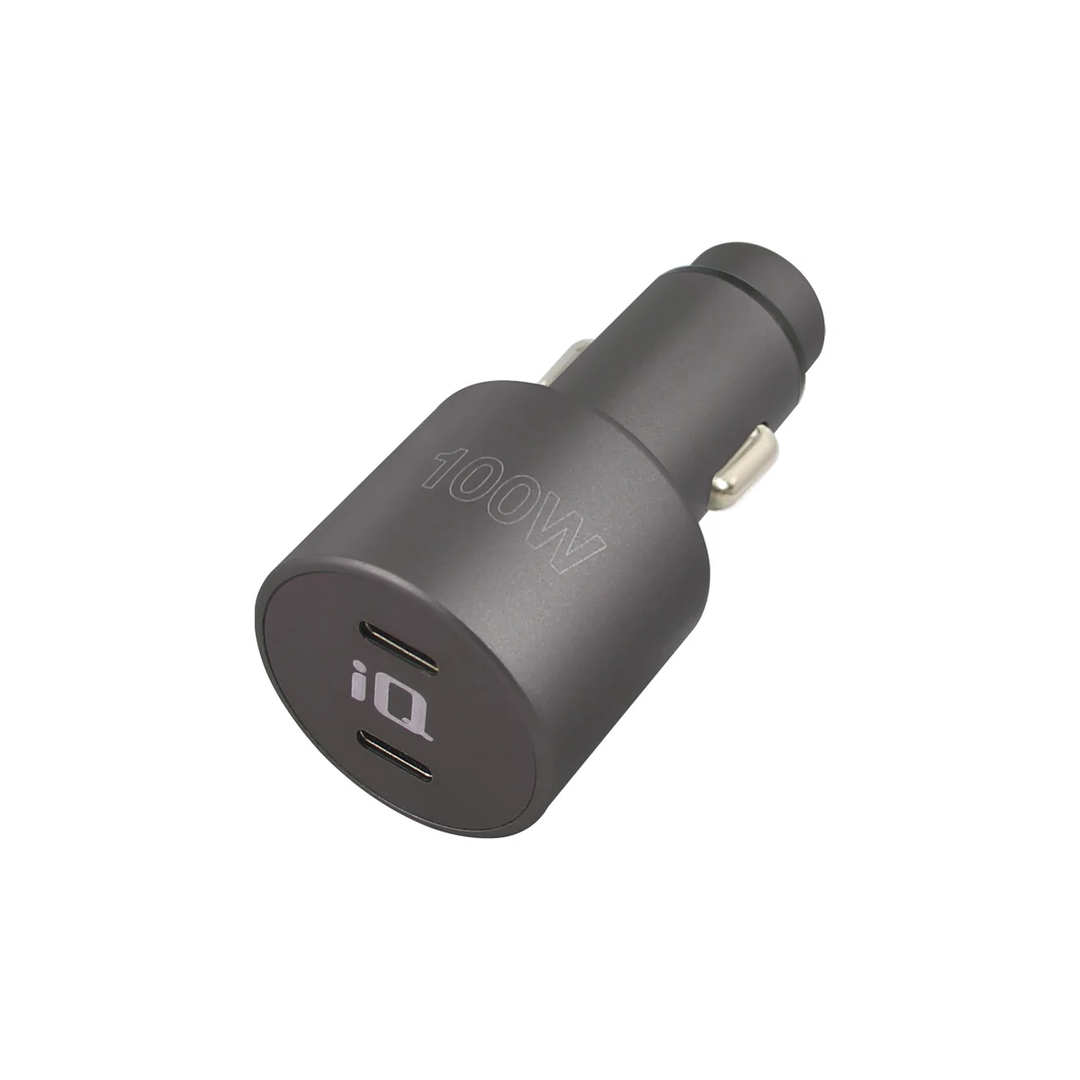 iQ | Dual USB Type-C PD Car Charger 100W - Black | IQCLAPD100D