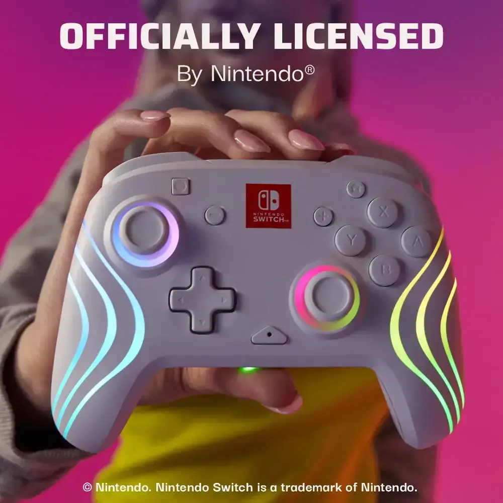 PDP | Afterglow Wave Wireless Pro Controller with Motion for Nintendo Switch & Nintendo Switch OLED Model - White | 500-252-WH