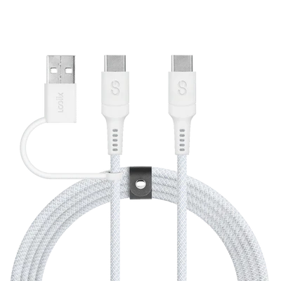 LOGiiX | 2-in-1 Multicable 1.5M USB-C to USB-C/USB A - White  | LGX-13735