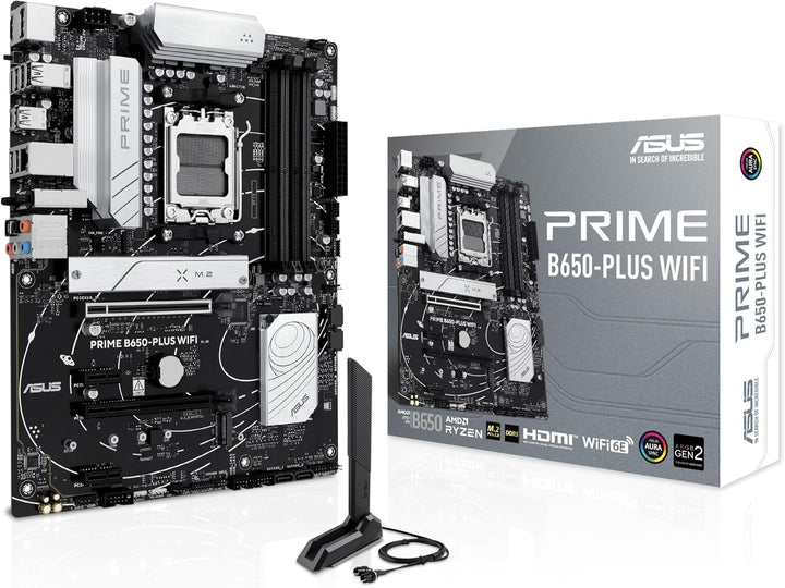 ASUS | Prime B650-PLUS WiFi AMD B650 AM5 Ryzen™ Desktop 9000 8000 & 7000 ATX Motherboard, DDR5, PCIe 5.0 M.2, 2.5Gb LAN, WiFi 6E, HDMI™, SATA 6 Gbps, USB Type-C®, BIOS Flashback™, Thunderbolt™ 4 Header | PRIME B650-PLUS WIFI