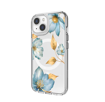 Caseco | iPhone 13/14/15 - Clear Design Case - Blue Wildflower | ED24B1-00FV