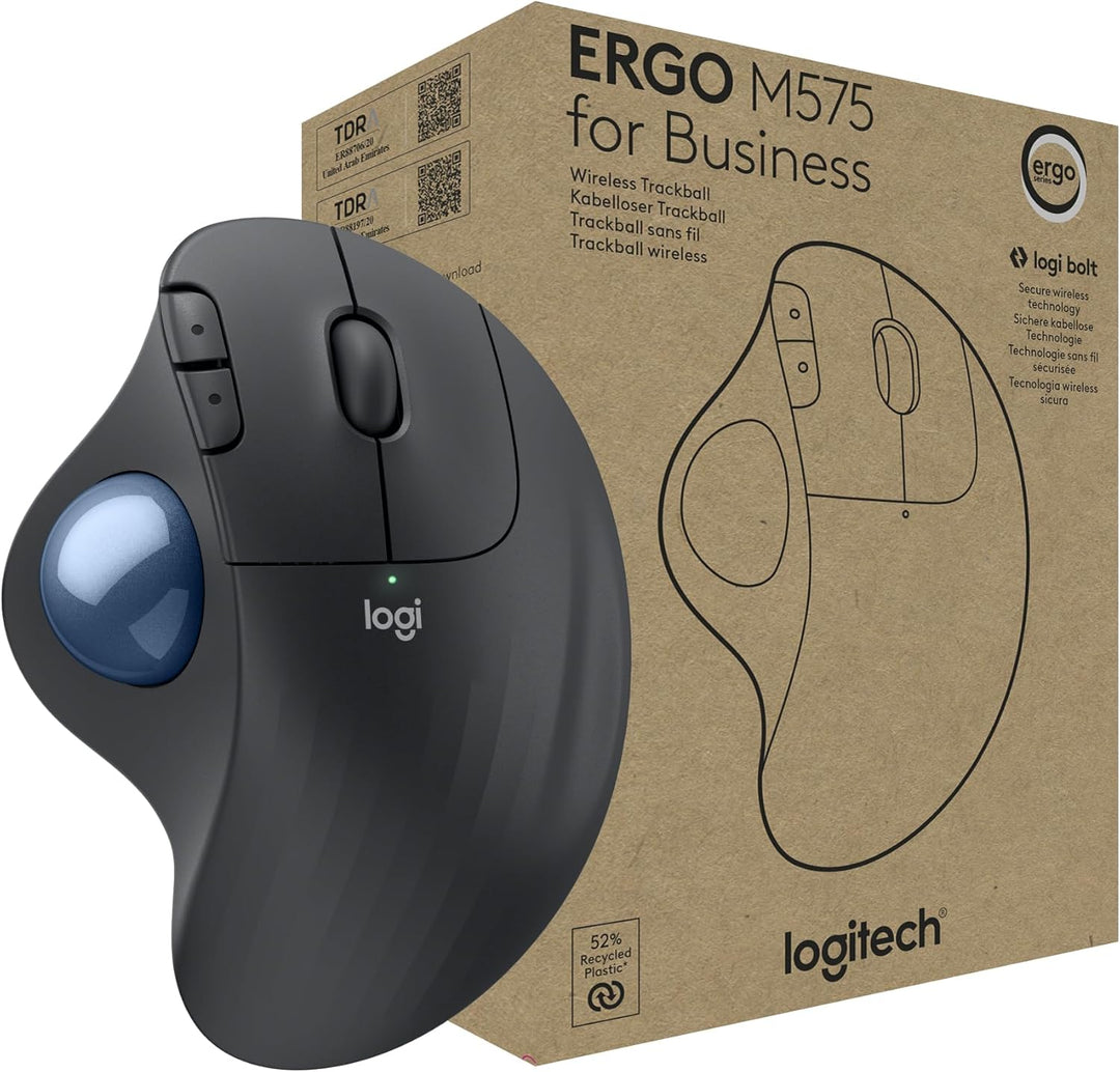 Logitech | ERGO M575 Wireless Trackball Mouse for Business - Graphite | 910-006197
