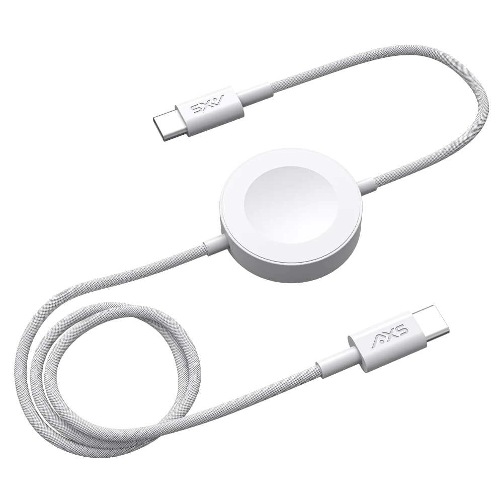 AXS | PROCharge Phone & Apple and Samsung Watch Braided Cable Charger (1.2M) - White/Grey | CABRW1CWG