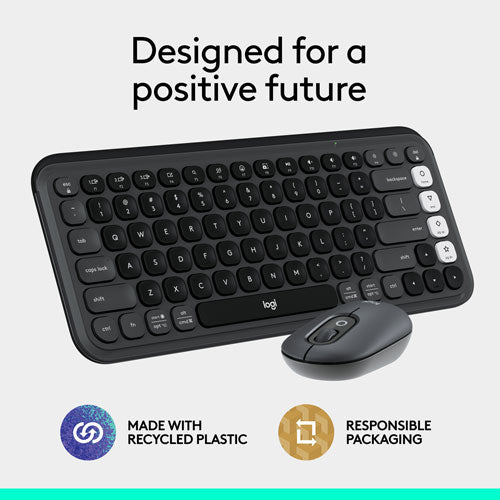 Logitech | POP Bluetooth Optical Keyboard & Mouse Combo - Graphite / Off-White - English | 920-013135