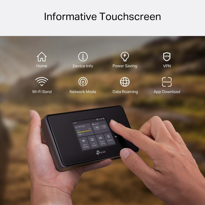 TP-Link | 5G Cellular Router WiFi 6E AXE3600, 5G/4G LTE, Tri-Band, Touchscreen, 2.5Gbps LAN/WAN Port - Black | M8550