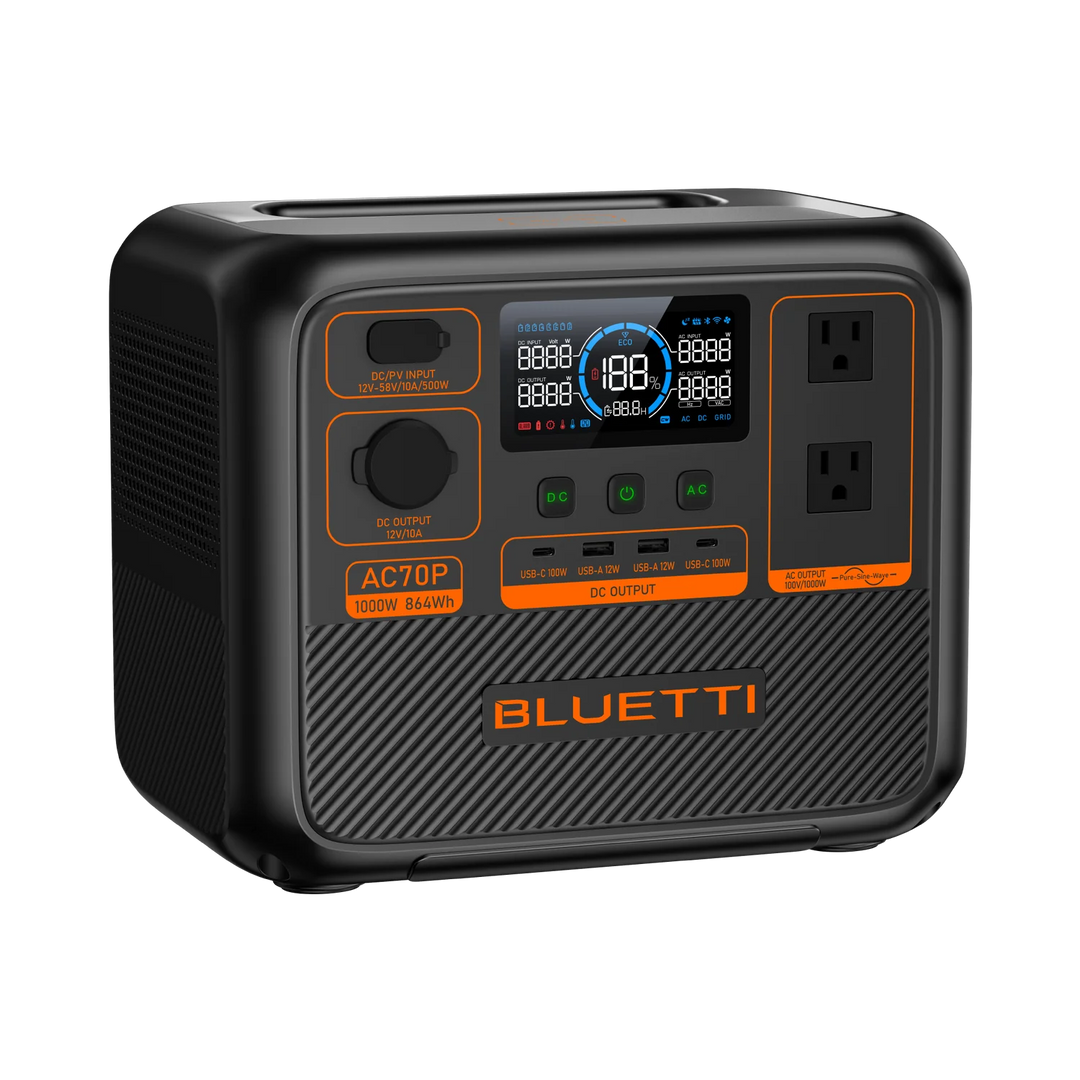 Bluetti | AC70P Portable Power Station 1000W 864Wh - Black | AC70P