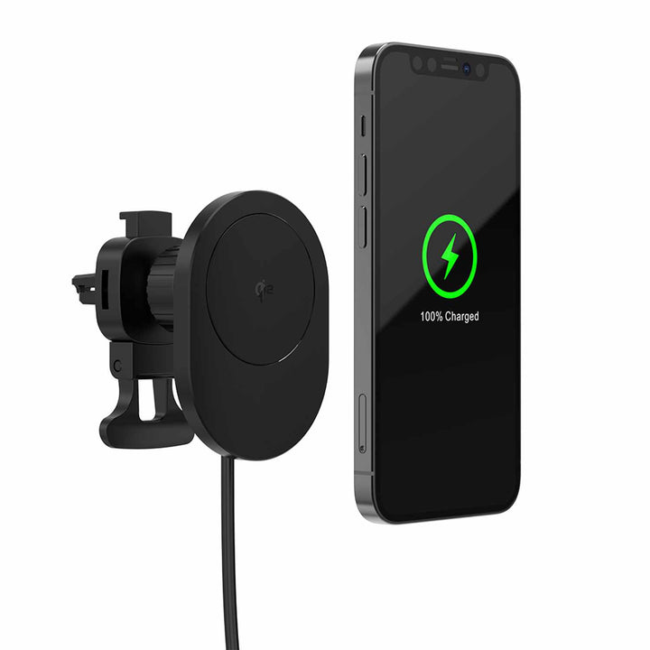 Blu Element | Qi2 Wireless Charging Car Vent Mount 15W MagSafe Compatible with 30W Cube - Black | BEWCQi2CAR