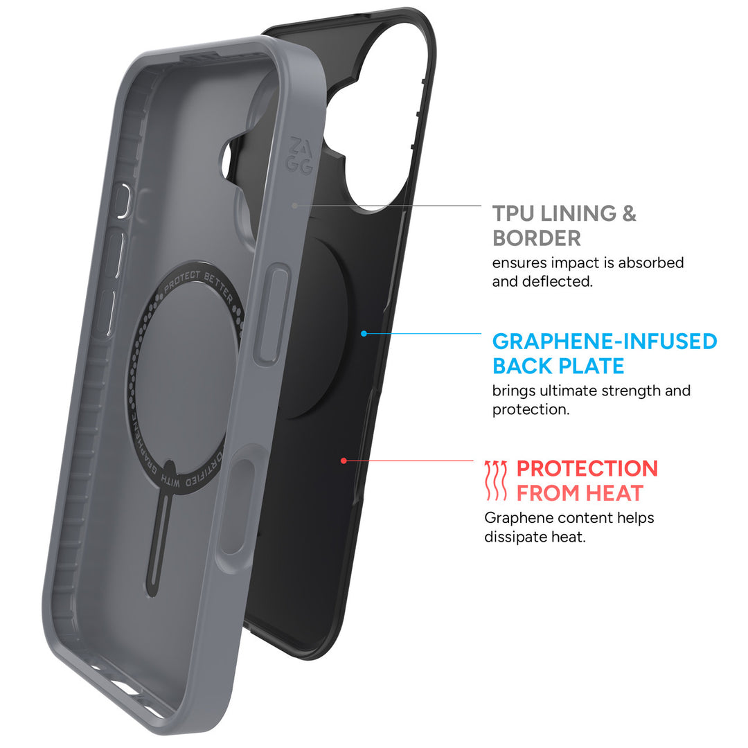 ZAGG | SoHo Graphene Snap Case iPhone 16 - Navy Grey | 15-13401
